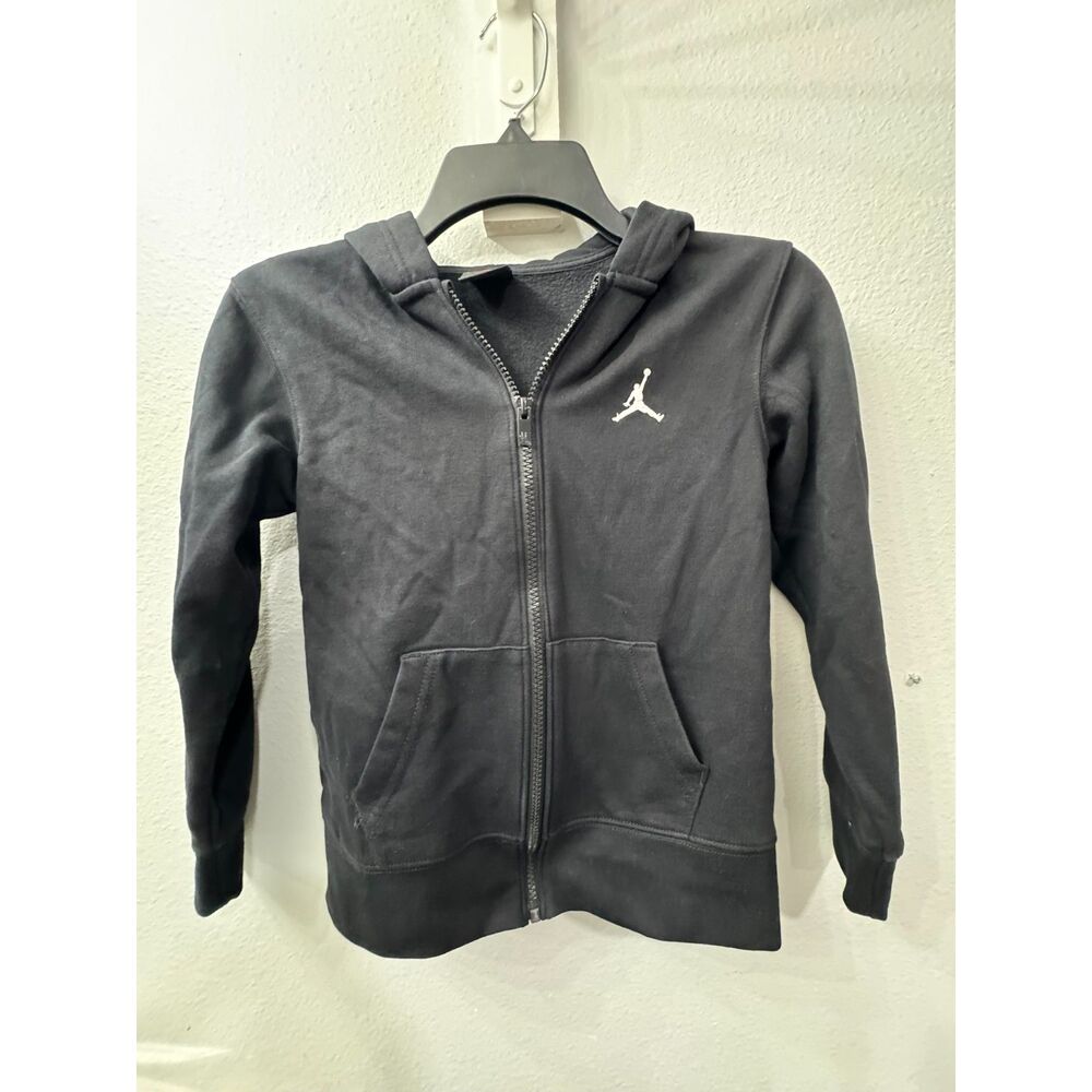 Jordan Hoodie Youth Medium 10-12 Black Full Zip Jumpman Hooded Sweatshirt